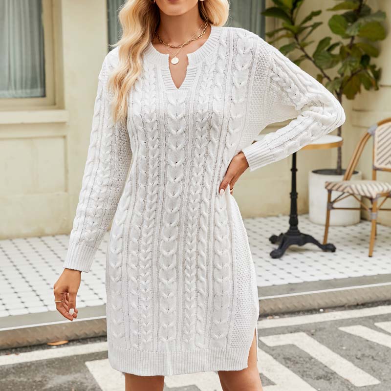 Casual Cable Knit Dress White best Best Sellings casual dresses clothes Sale short dresses Topseller