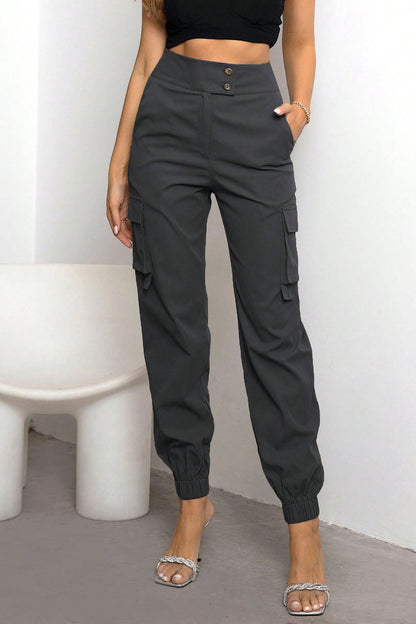 High Waist Cargo Pants Charcoal bottoms clothes pants Ringing-N Ship From Overseas Women's Bottoms