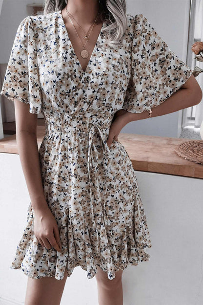 Floral Print Chiffon Mini Dress