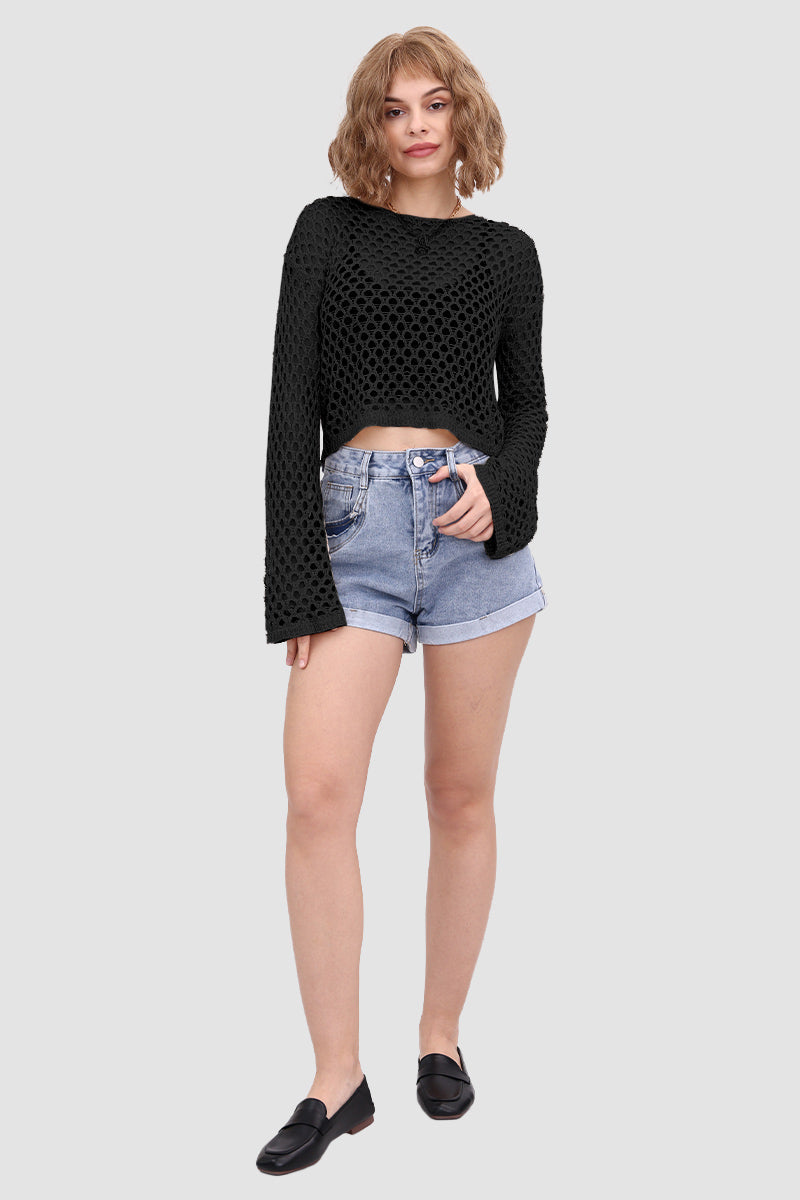 Knitted Cutout Flared Top