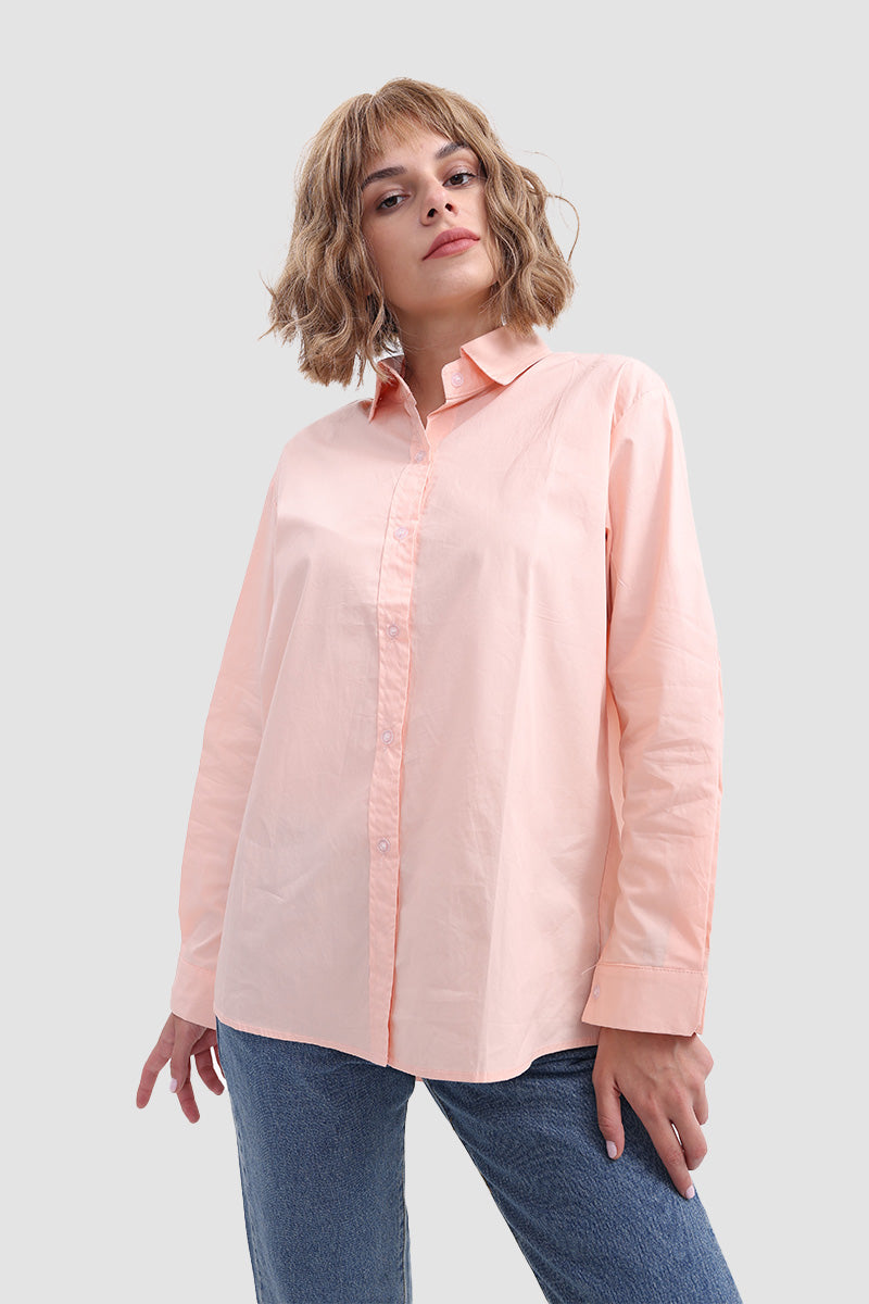 Lapel Collor Solid Button Shirt