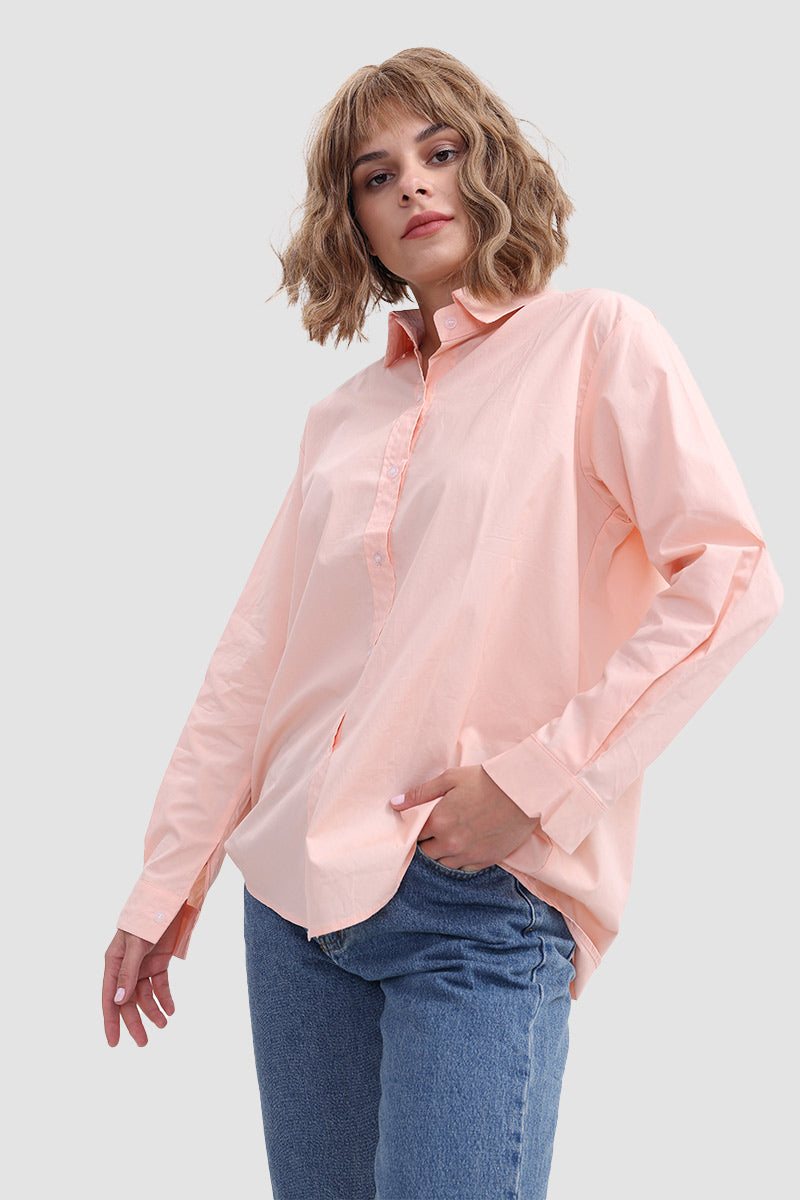 Lapel Collor Solid Button Shirt