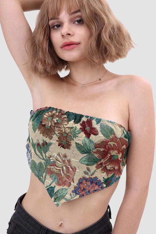 Printed Panelled Tube Top